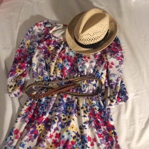Floral old navy 3/4 sleeve fit&flare dress size S